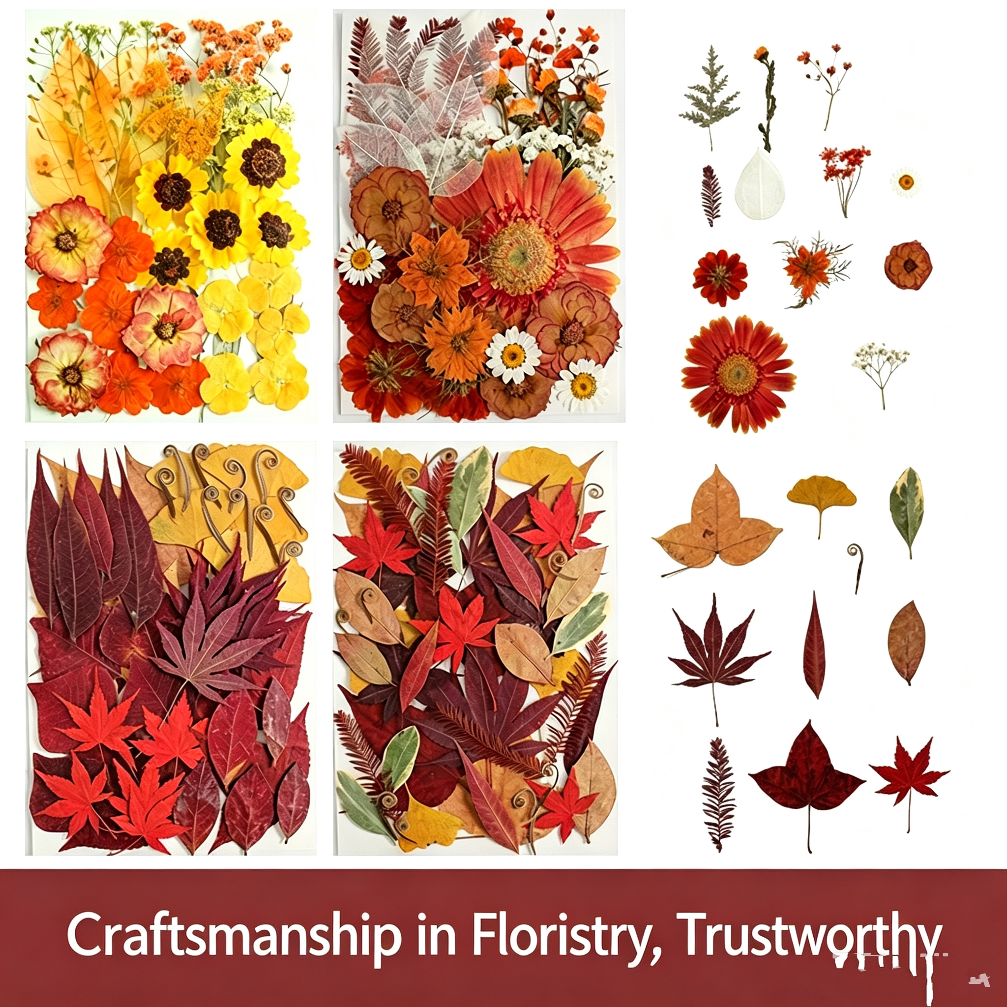 Dried Flower Bookmark - Natural Plant Flower and Leaf Set