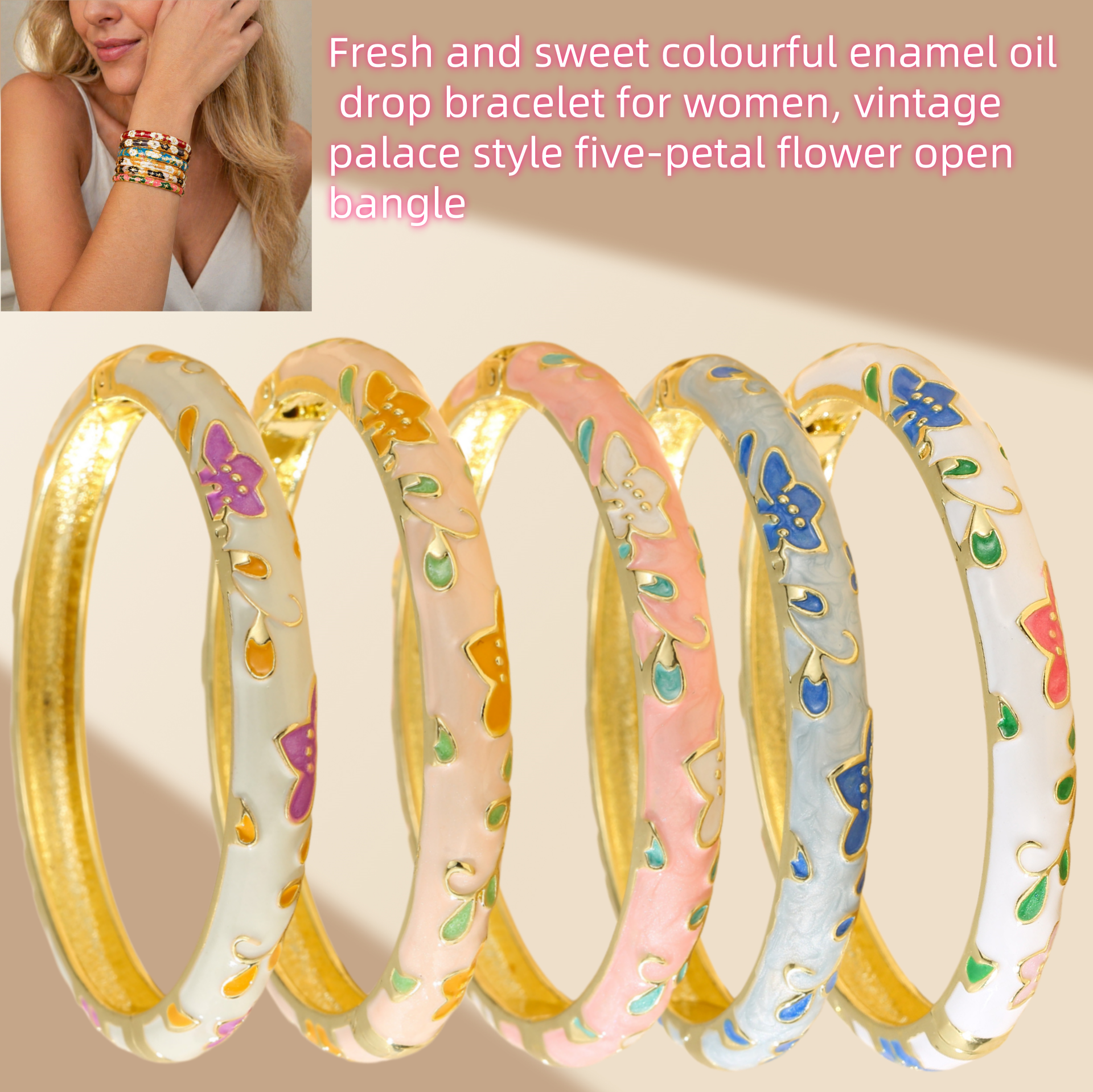 Coordinates Bracelet - Fresh and sweet colourful enamel oil