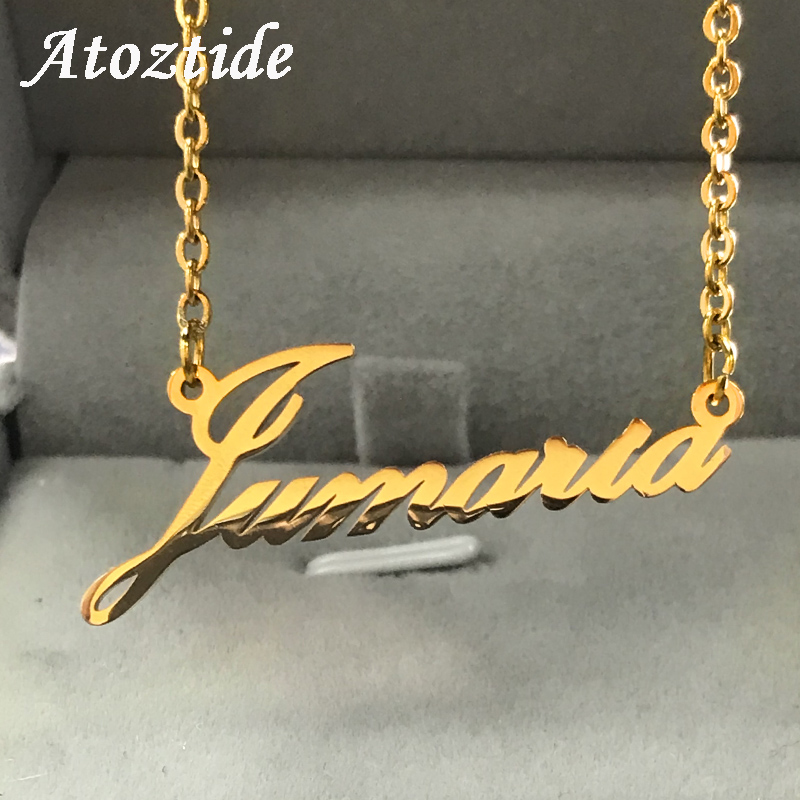 Name Necklace Custom - Atoztide Stainless Steel Personalized Custom Name