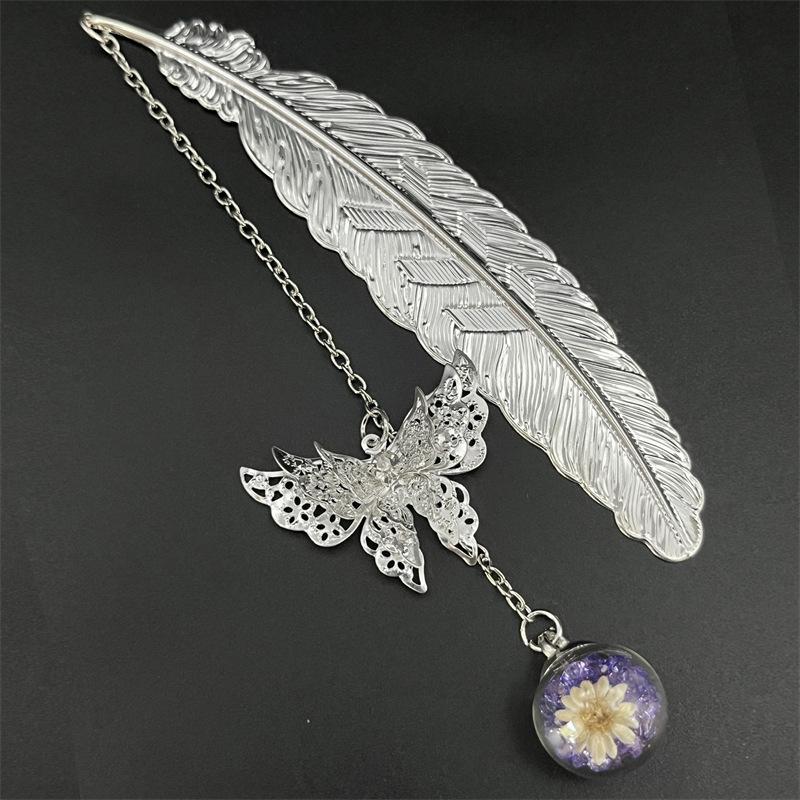 Chinese Style Metal Feather Bo - Dried Flower Bookmark recension och pris