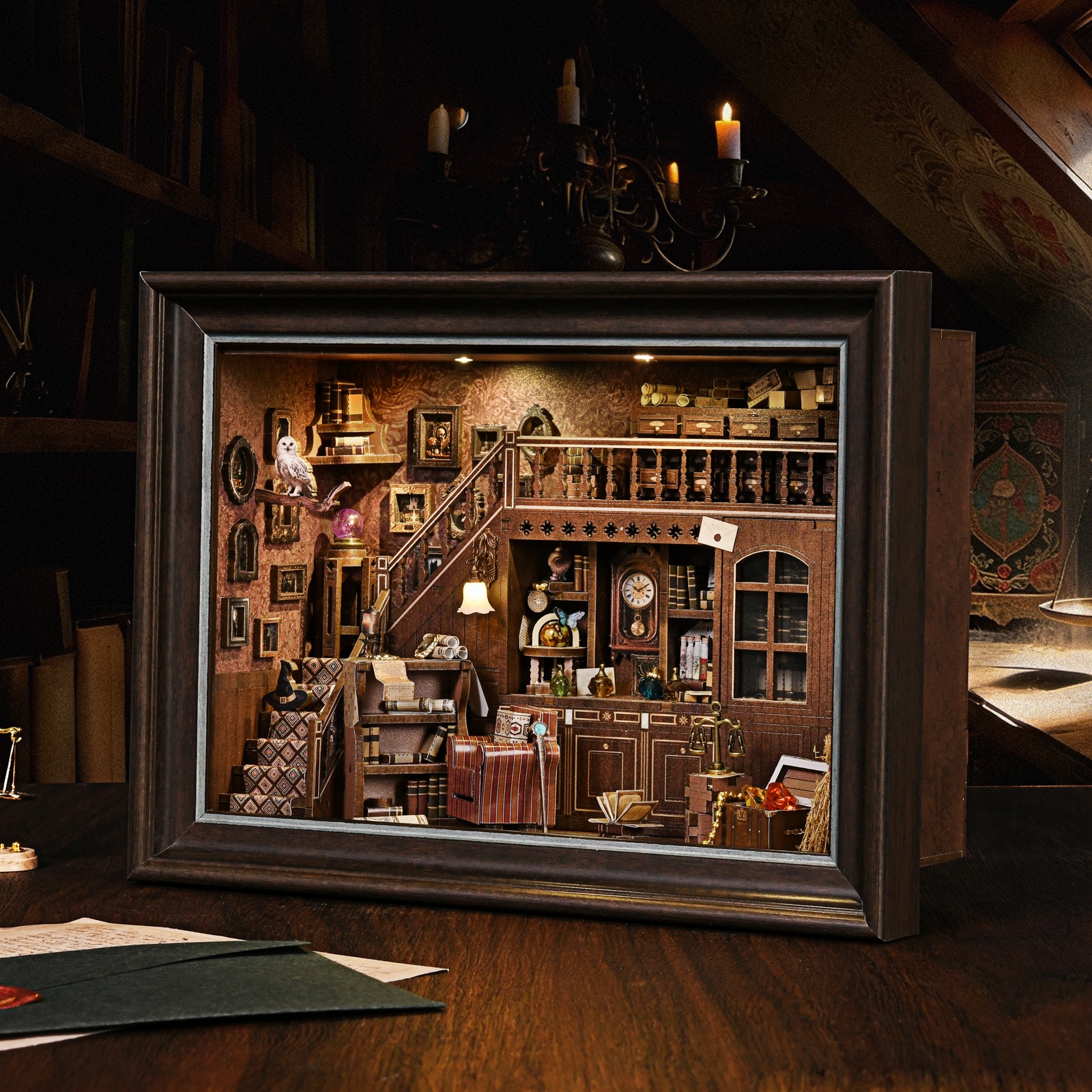 Book Nook Kit Secret Attic DIY - Engraved Wood Frame recension och pris