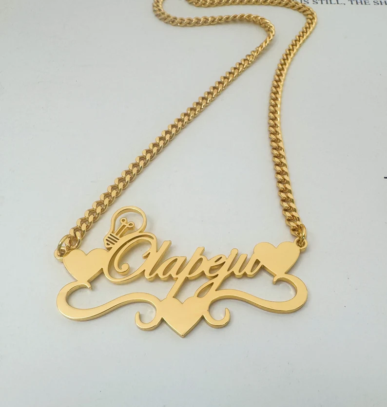 Handcrafted Gold Color Name Ne - Name Necklace Custom recension och pris