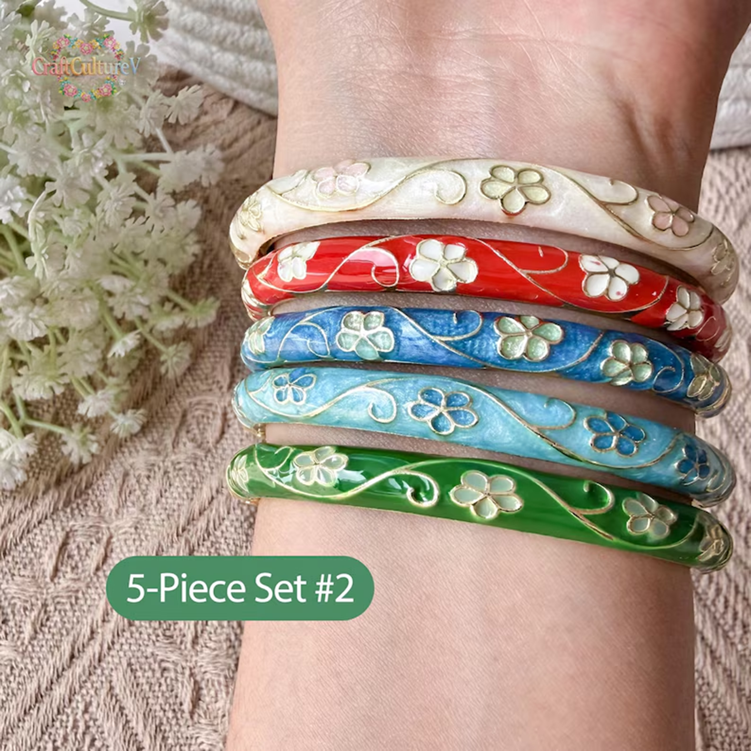 3/5PCS Enamel Cloisonné Bangle - Coordinates Bracelet recension och pris