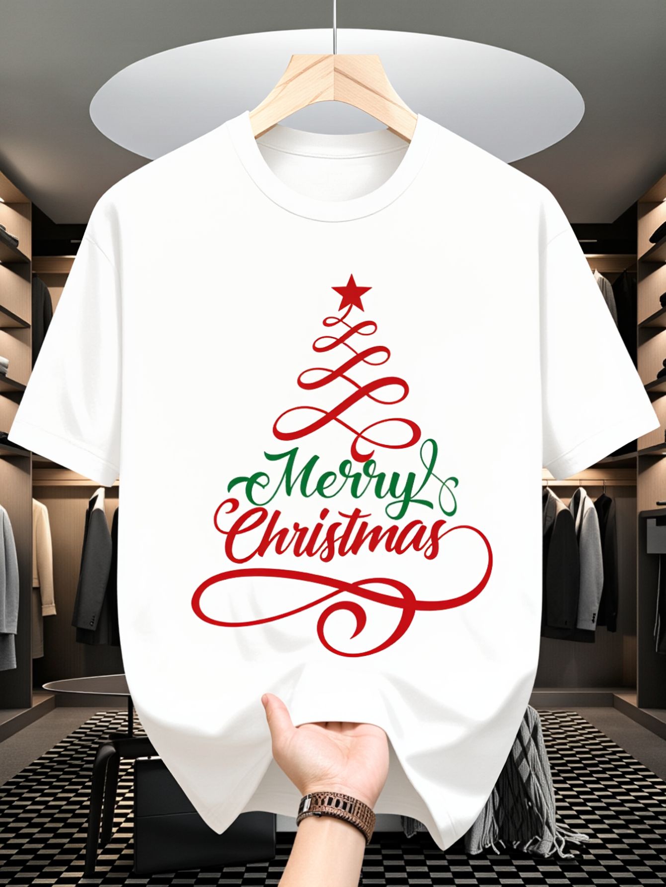 Men's T-Shirt, Merry Christmas - Family Tree Print recension och pris
