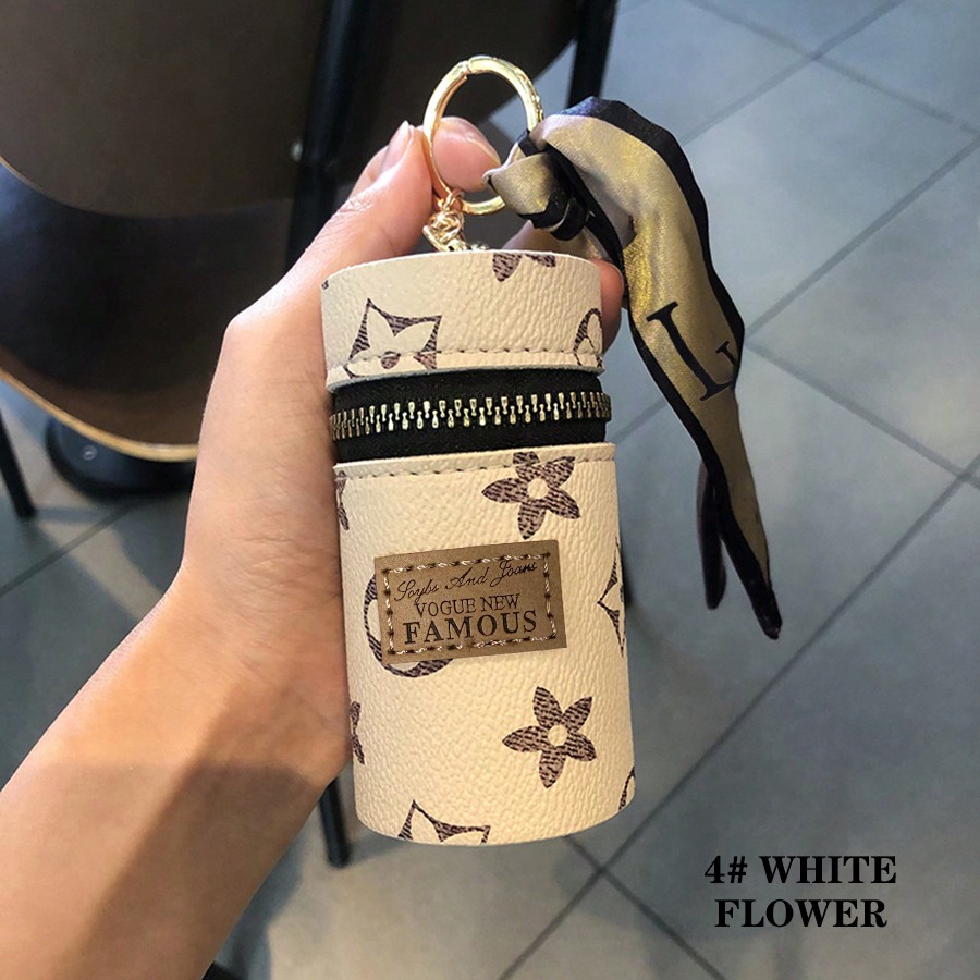 1pc Stylish Cylindrical Lipsti - Monogram Keychain Leather recension och pris