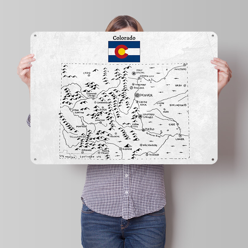 Hand Drawn Map of Colorado 3D  - Custom Map Poster recension och pris