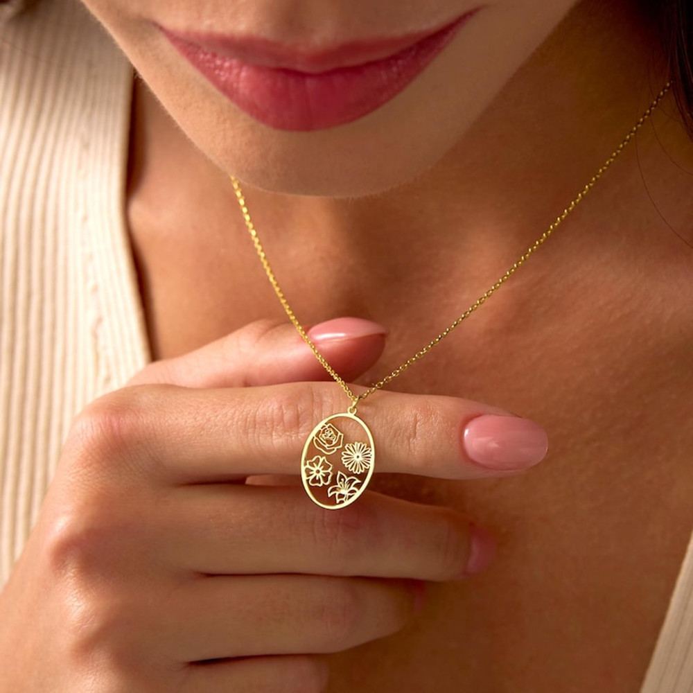 Custom Birth Flower Necklace P - Birth Flower Necklace recension och pris