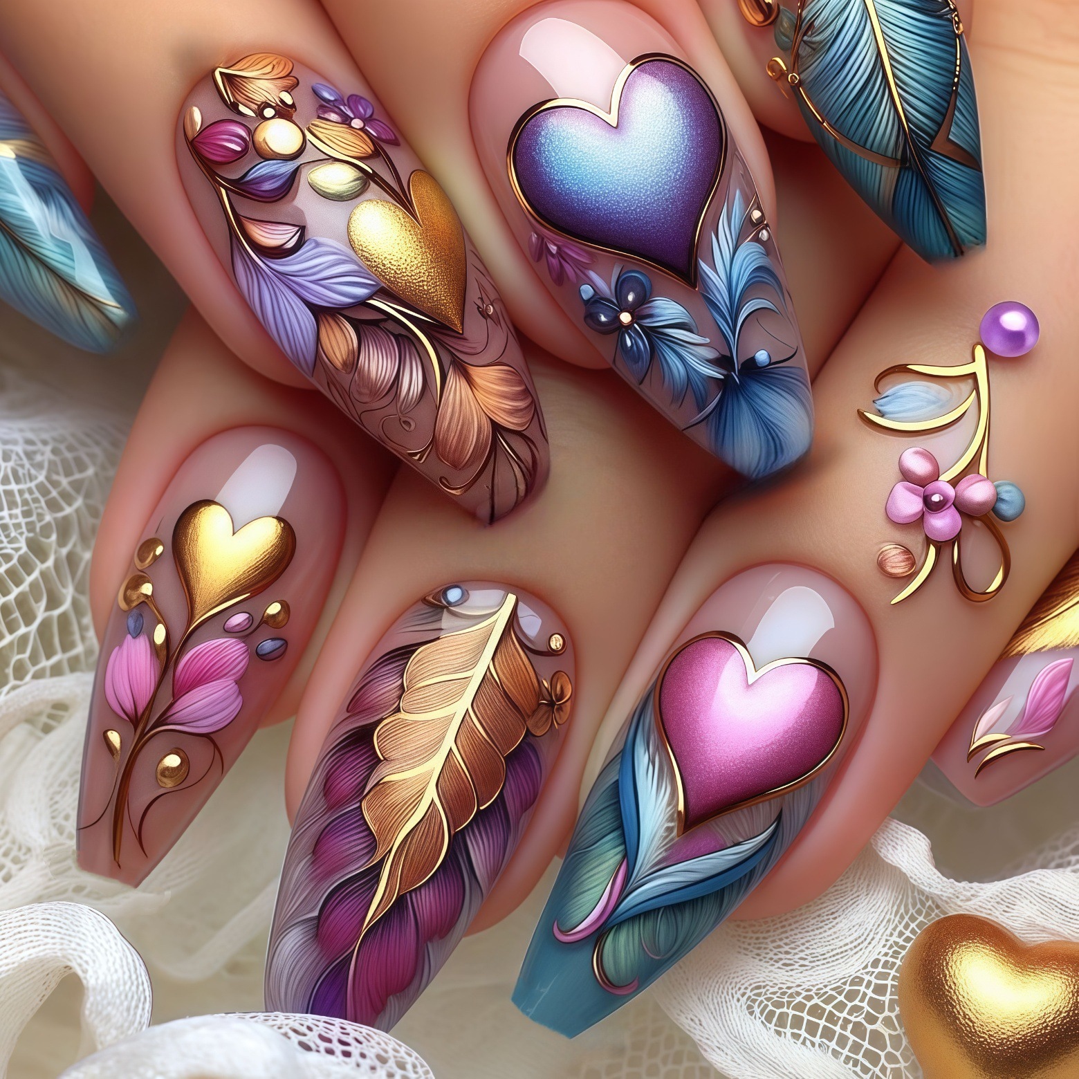 24pcs/set 3D fake nails for wo - Pressed Flower Art recension och pris