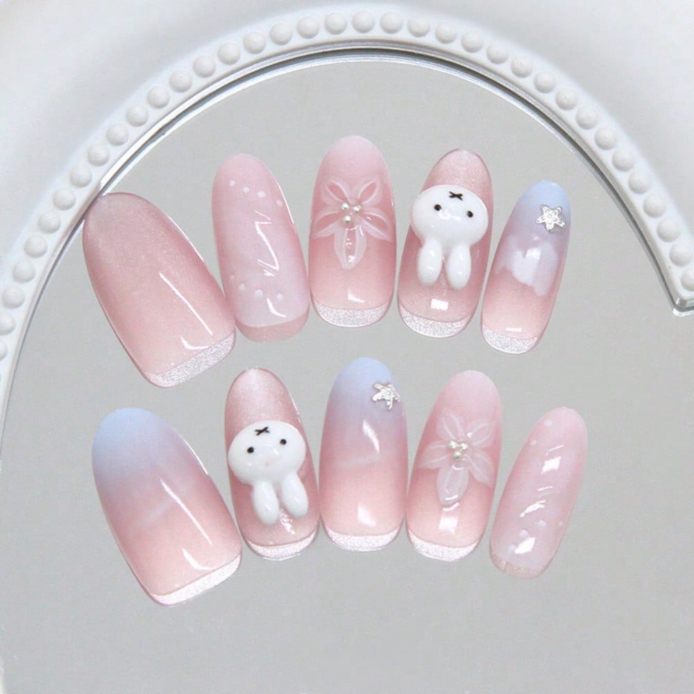24Pcs Bunny Almond 3D Flower R - Pressed Flower Art recension och pris