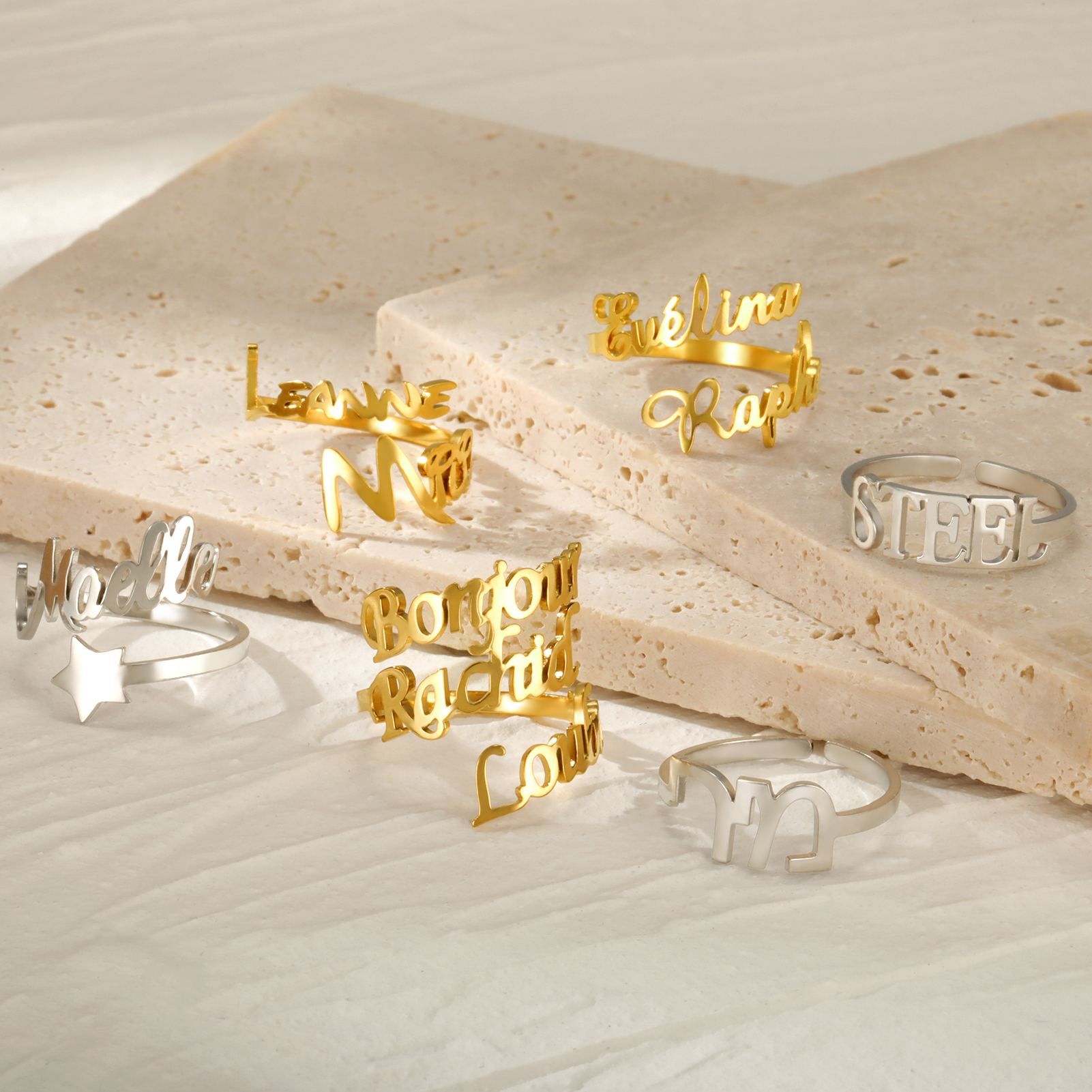 Custom Double Name Rings for W - Initial Ring Custom recension och pris