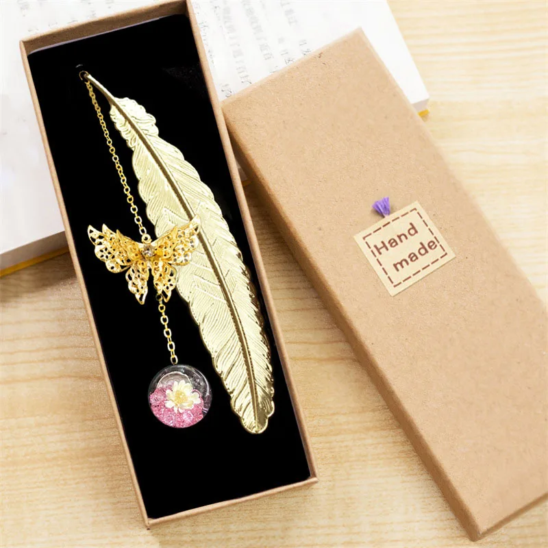 1pc Chinese Style Metal Feathe - Dried Flower Bookmark recension och pris