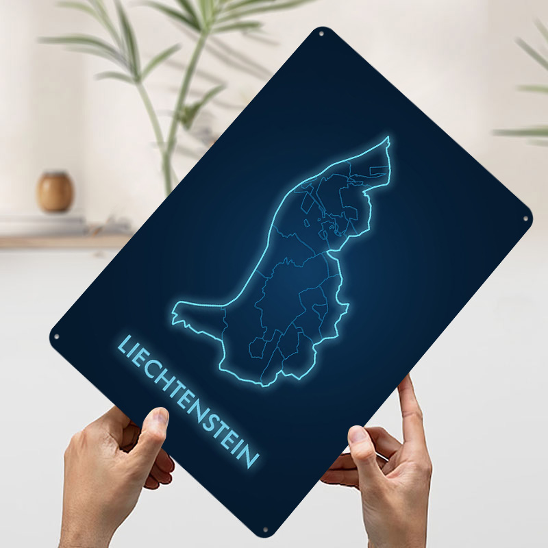 Liechtenstein Map Neon Blue Pr - Custom Map Poster recension och pris
