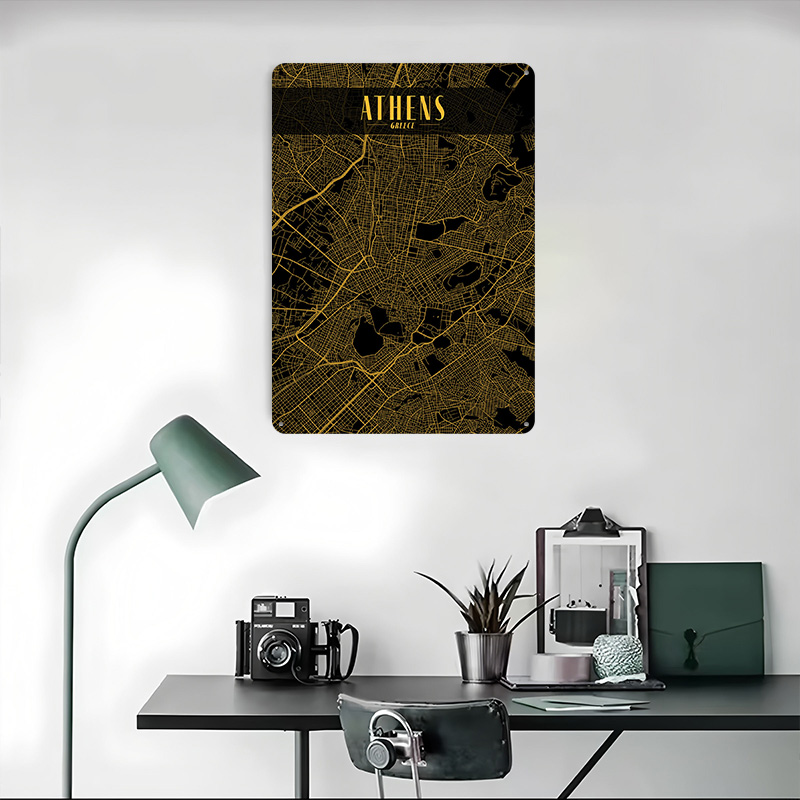 Athens Golden Map Tinplate Pos - Custom Map Poster recension och pris