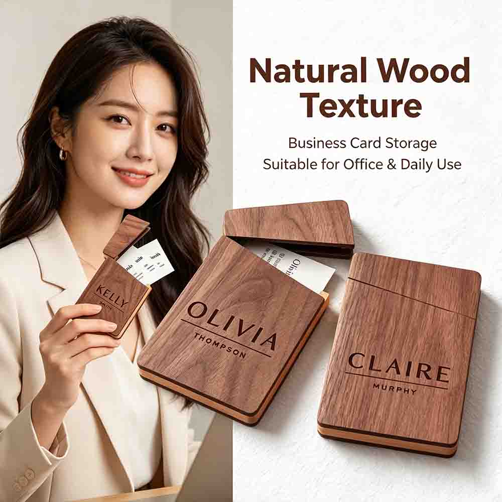 Business Card Holder Wooden Of - Personalized Name Box recension och pris