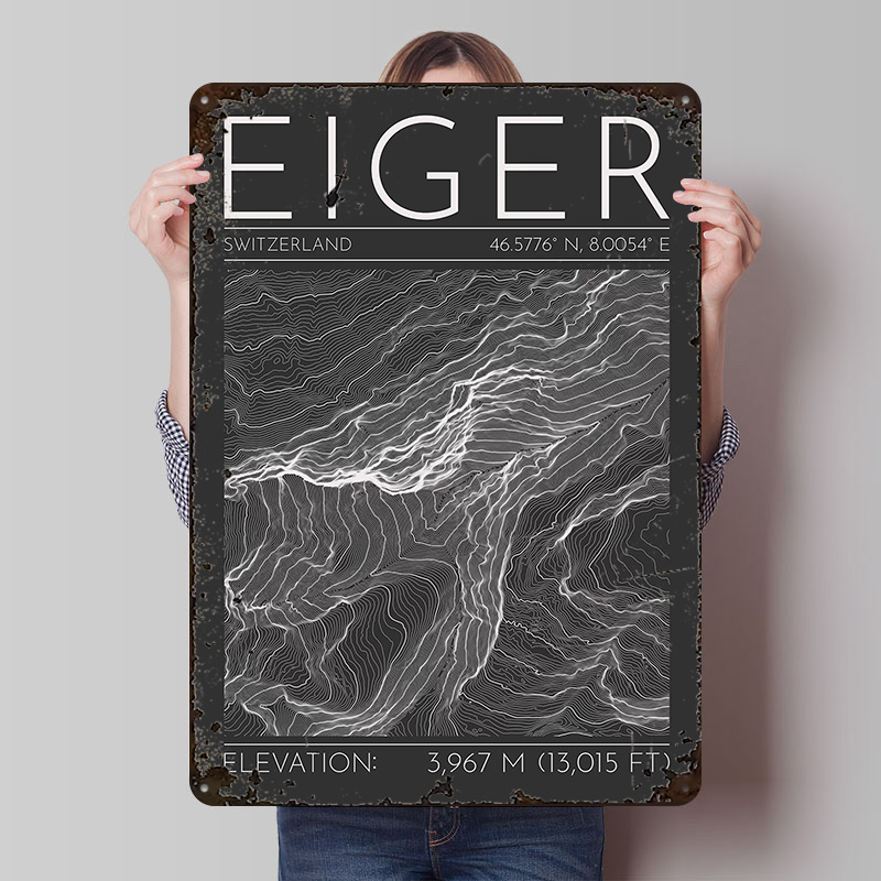 Eiger Mountain Topographic Con - Custom Map Poster recension och pris