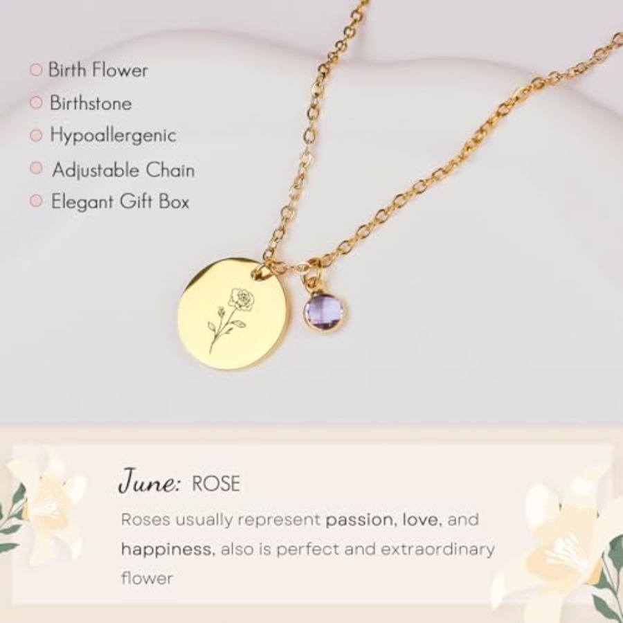 Birth Flower Necklaces for Wom - Birth Flower Necklace recension och pris